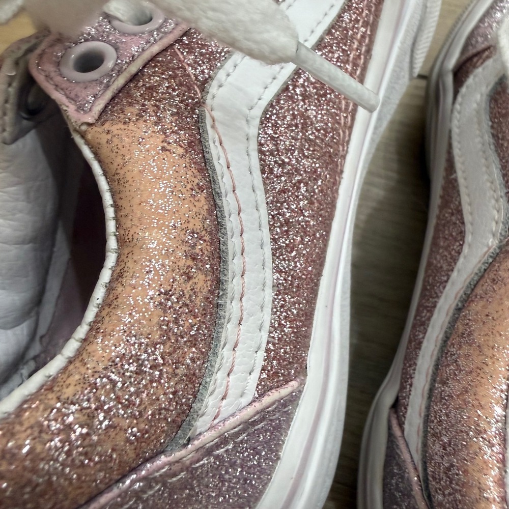 Vans Old Skool Pink Glitter Skate Sneakers Kids Size 12.0 Low Top Shoes - Picture 7 of 11